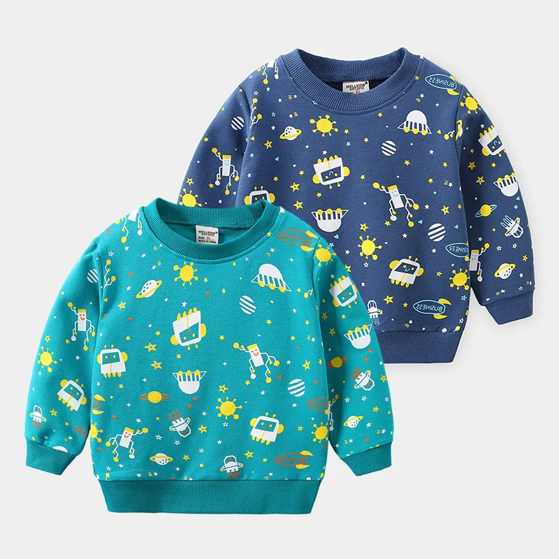 

Toddler Boys Sweatshirts Autumn Casual Cartoon Print Tops for Baby Boy Kids Clothing Cute Hoodies Pullover 2020 New Arrival