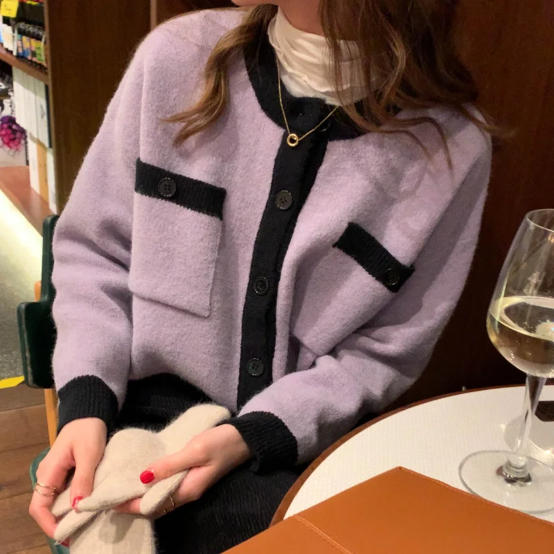 Новый модный вязаный кардиган в стиле пэчворк японском мягкий свитер для сестры