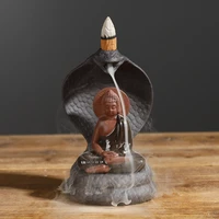 purple clay buddha watching smoke backflow incense burner creative indian serpent statue backflow burner decorations for home