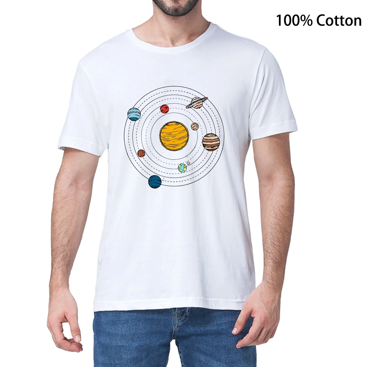 Camiseta informal Harajuku Unisex, 100% algodón, Sistema Solar, Galaxia, universo espacial, amante de los astronautas, novedad