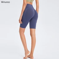 wmuncc fitness gym shorts knee length sexy scrunch butt stitching sport legging squat proof activewear seamless high waist solid