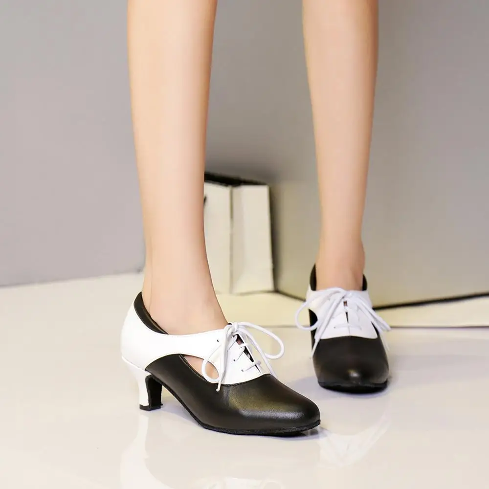 Women Leather Dance Shoes Salsa Tango Girls Latin Ladies Modern Ballroom Dance Shoes High Heels Soft Dancing ShoesProfessional
