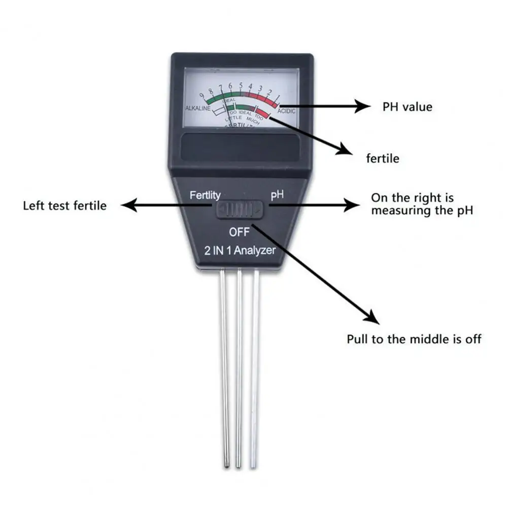 

Soil PH Meter Three Probes Accurate Plastic Easy to Use Fertile Tester for Garden