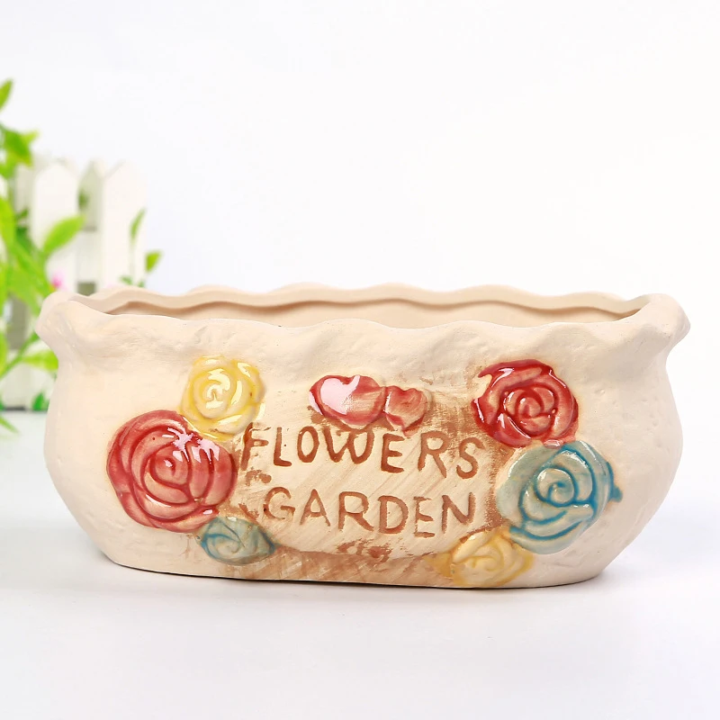 

Vintage Large Diameter Ceramic Fleshy Flower Pot Korean Stoneware Breathable Flower Pot Creative Potted Green Plants Home Garden