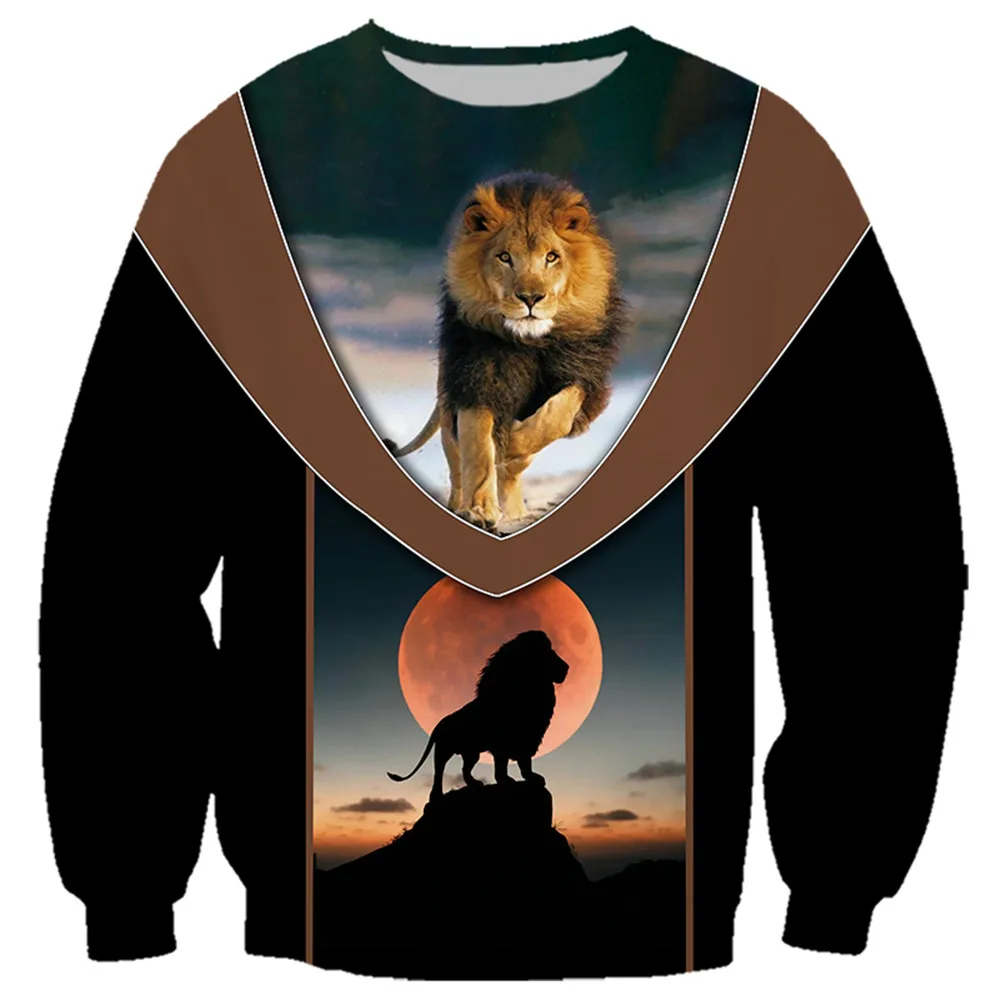 

CLOOCL Animals Sweatshirts 3D Graphics Sunset Lion Sportswear Fashion Splicing Pullovers Funny Casual Men for Women Clothing
