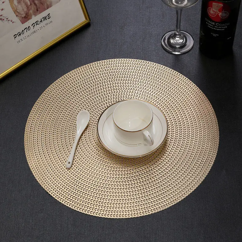 

Hotel restaurant round green PVC placemats Nordic anti hot insulation table steak plate mats