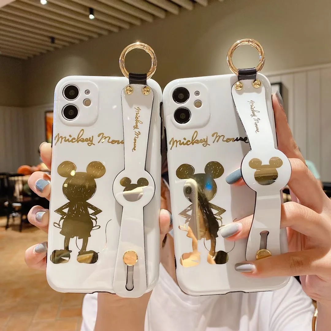 

2021 Disney Mickey Minnie Plating Blu-ray Case for iPhone 11 12 Pro Max 12 Mini 7 8 Plus X XR XS Max Phone Cover Coque Shell Bag