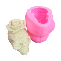 small size flower skull shape decoration silicone mold for diy decoration making soap candle melt resin polymer clay