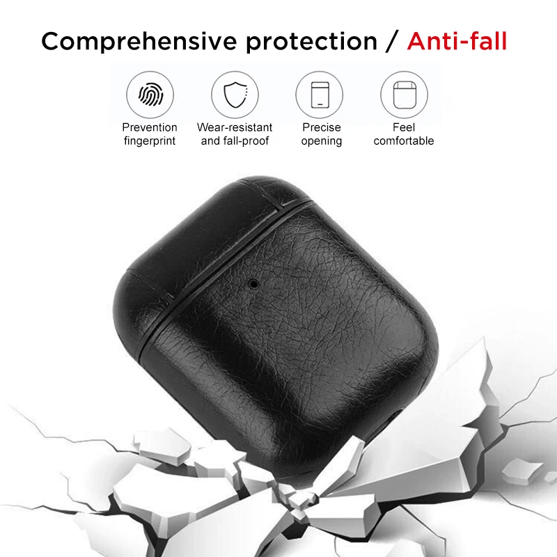 

New Luxury Leather Soft Earphone Case For Airpods 1 2 Charging Box Genuine Cover Wireless Headphone Cases For Apple Air Pods 2nd