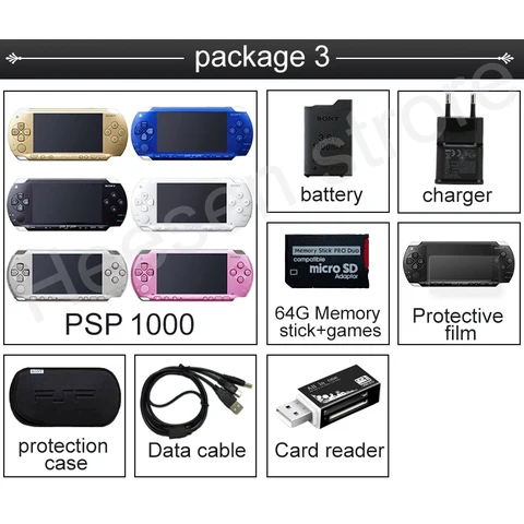 Оригинальная PSP восстановленная PSP для игровой консоли Sony PSP 1000 16 32 Гб 64 Гб 128 Гб карта памяти