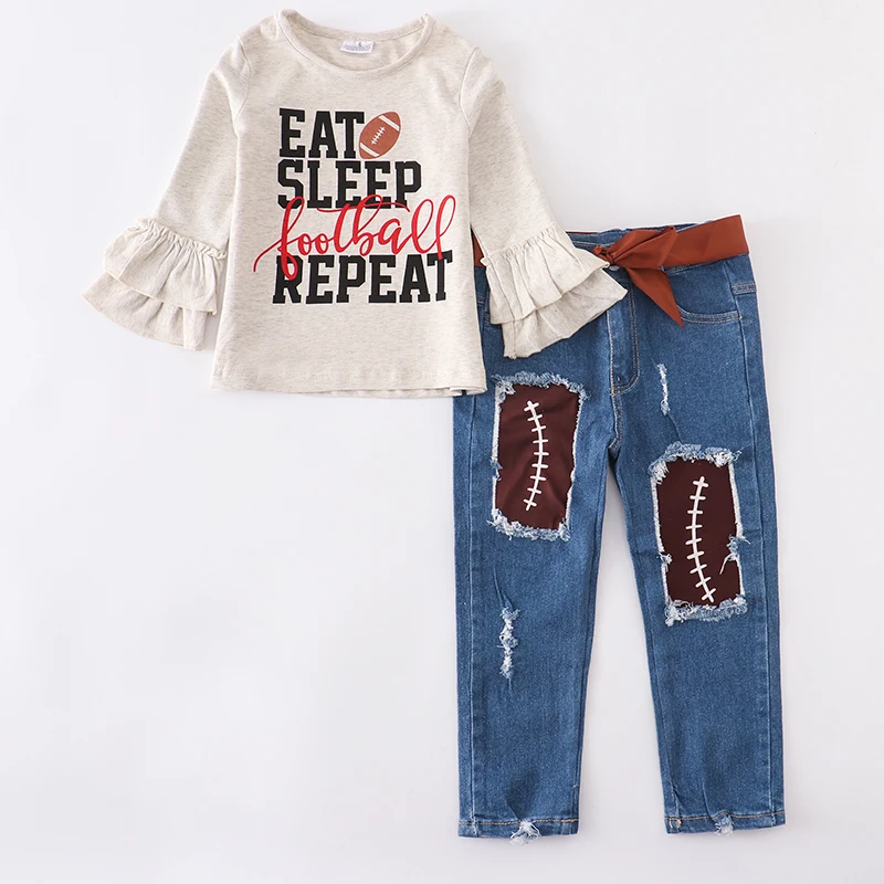 

Детский джинсовый костюм для девочек, с длинным рукавом