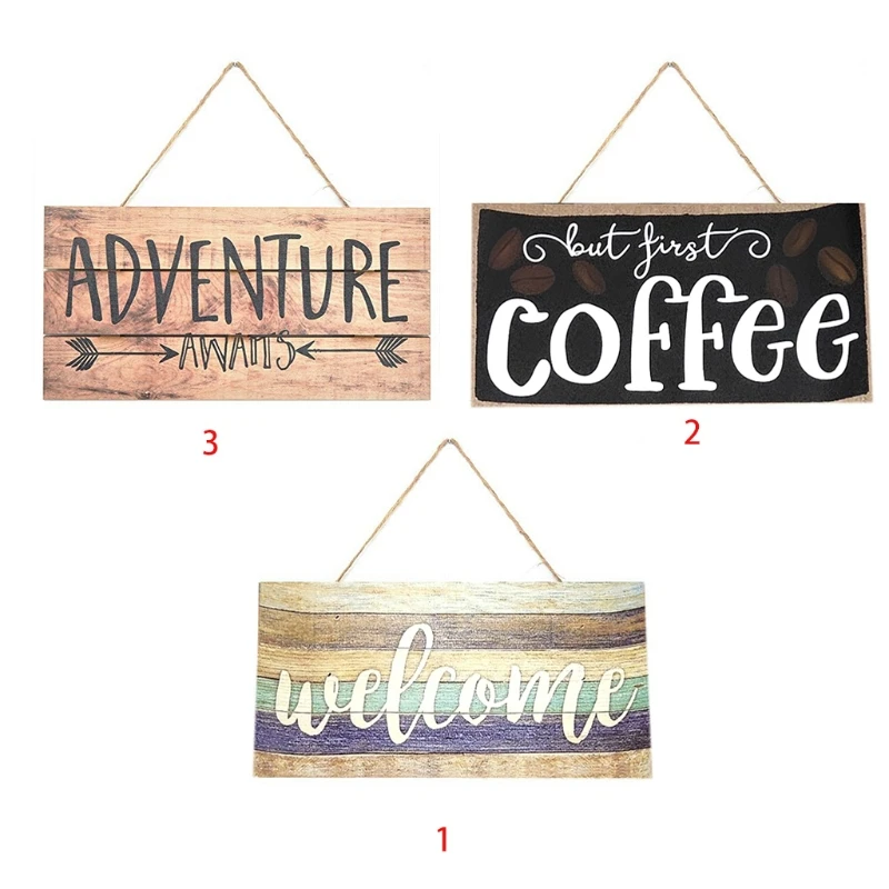 

Wooden Hanging Sign Christmas Tree Coffee Shop Ornament Home Door Window Wall Decorative Pendant , 1PC