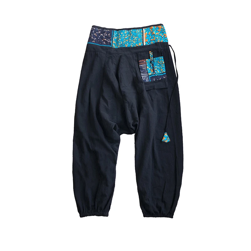 

MrGoldenBowl Store Chinese Cross-Pants Men 2020 Autumn Oversize Fashion Mens Patchwork Button Pants Male Wide-legged Loose Pants