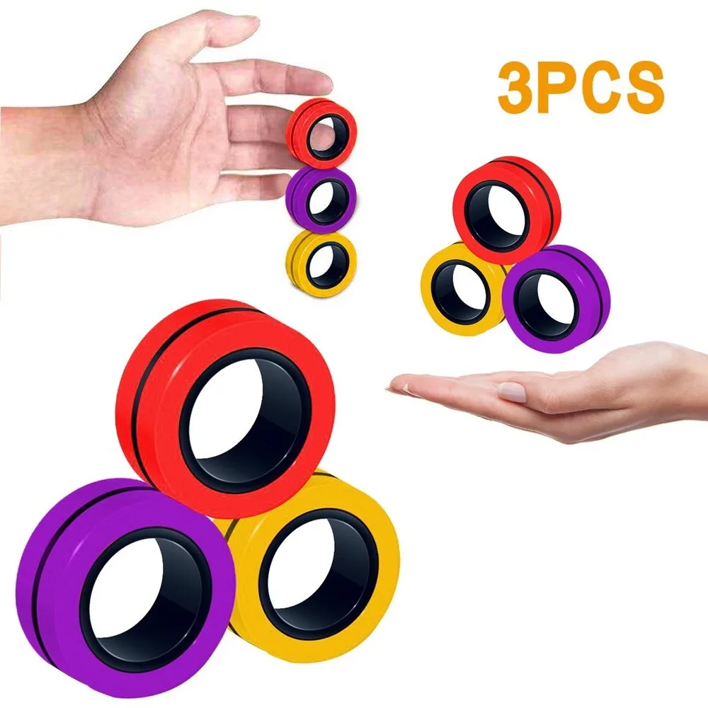 Anti-Stress Magnetic Rings Fidget Unzip Toy Magic RingTools Children Magnetic Ring Finger Spinner Ring Adult Decompression Toys pinwheel shape fidget spinner adjustable finger ring