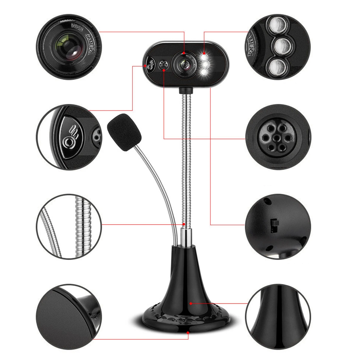 Веб камера с микрофоном и светодиодсветодиодный подсветильник кой 1 4 м