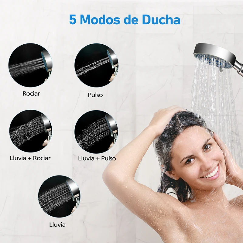 shower system set shower head 5 spray modes high pressure shower heads shower pole shower rail shower set bathroom free global shipping