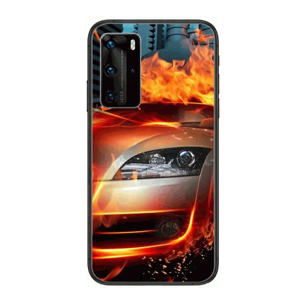 

Charm sports car Phone Case For Huawei P 40 30 20 10 Lite Smart Z Pro Black Etui Coque Painting Hoesjes comic fashion