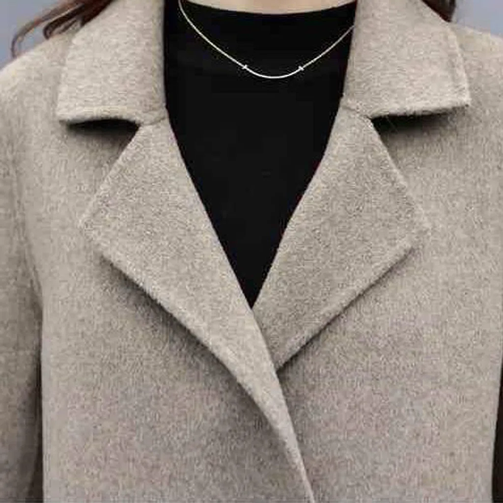 Women Outerwear Overcoat Autumn Winter Jacket New Fashion Long Woolen Coat Women Long Sleeve Slim Solid Female Wool Coats#108