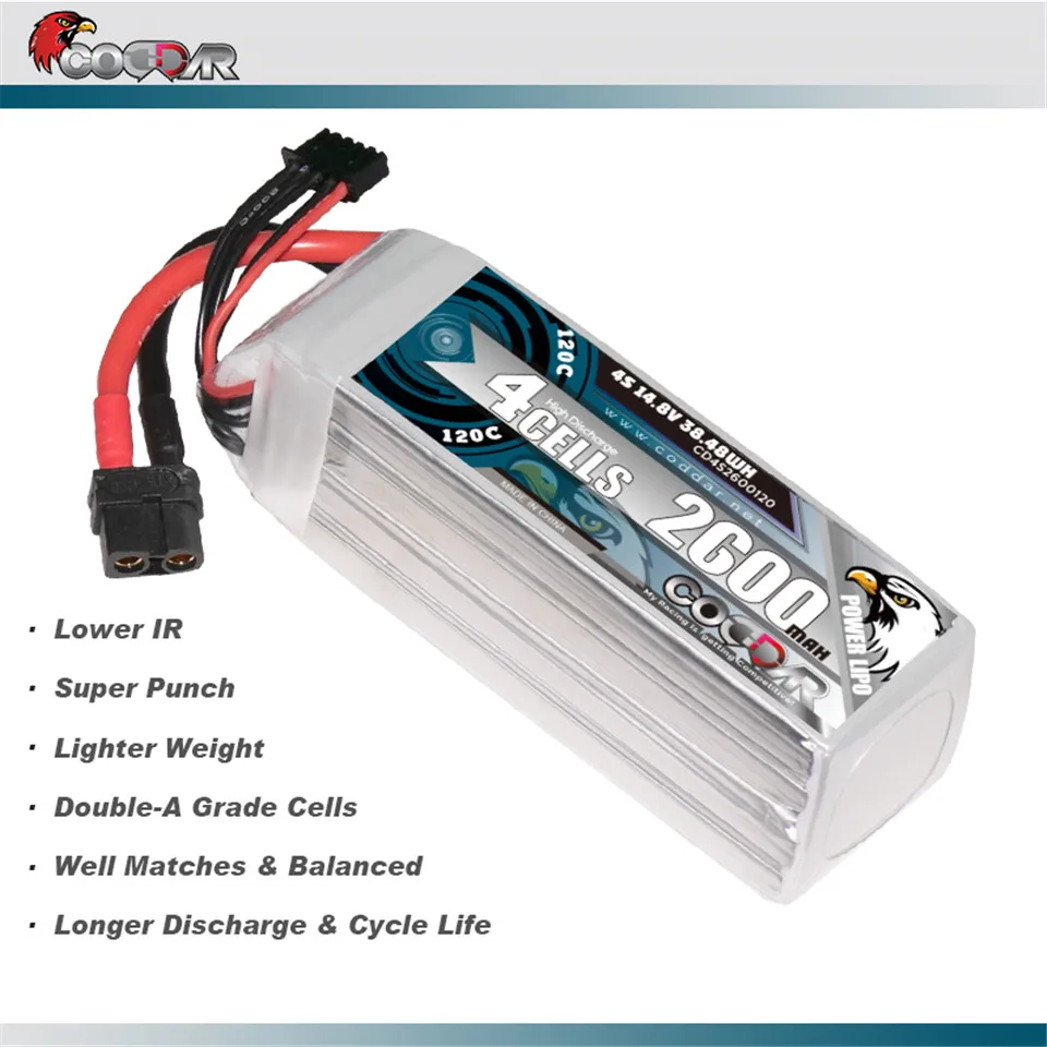4S 2600MAH 14 8 V 120C литий-полимерный аккумулятор XT60 Штекерный Соединительный проводной