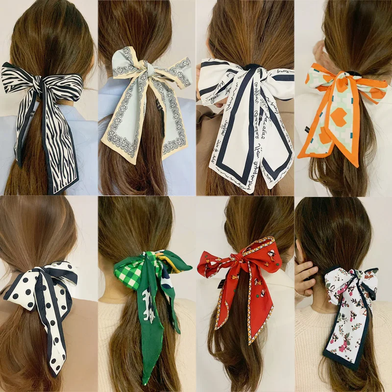 

Повязка для волос с принтом женская, элегантный простой шифоновый головной убор с французским принтом, с принтом «сделай сам»