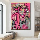 Картина на холсте с изображением розовой Пантеры граффити красочные плакаты и принты уличные настенные картины для гостиной спальни домашний декор