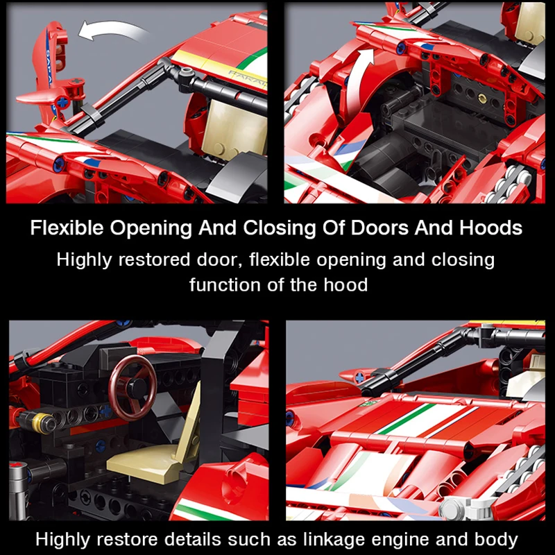 

New Technical Expert Creative Racing Car Red Vehicle Model Building Block Children Diy Toys Birthday Gift Kid Boy