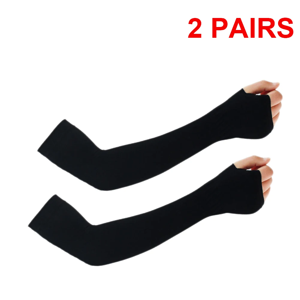 2 Pairs Unisex Cooling Arm Sleeves Cover Cycling Running UV Sun Protection Outdoor Men Nylon Cool Arm Sleeves for Hide Tattoos