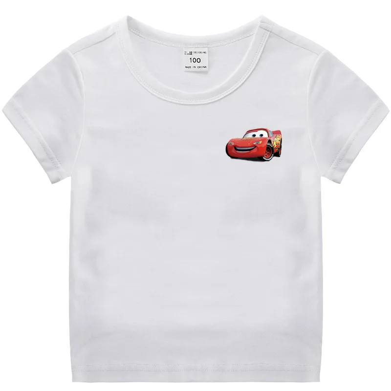 

Disney Cars Printed T Shirt Kids Baby Boys Clothes 100% Cotton Lightning McQueen Cartoon Clothes Funny Harajuku Children Tops