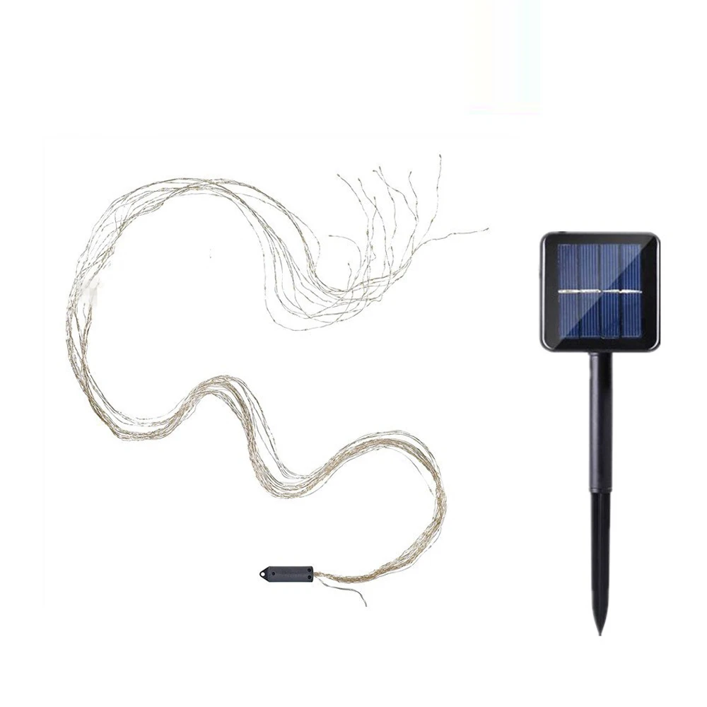 

200LED Branch Outdoor Garden Decor Solor Light Copper Wire Tree Vine Outdoor Waterproof Strings Horsetail Waterfall Lamp