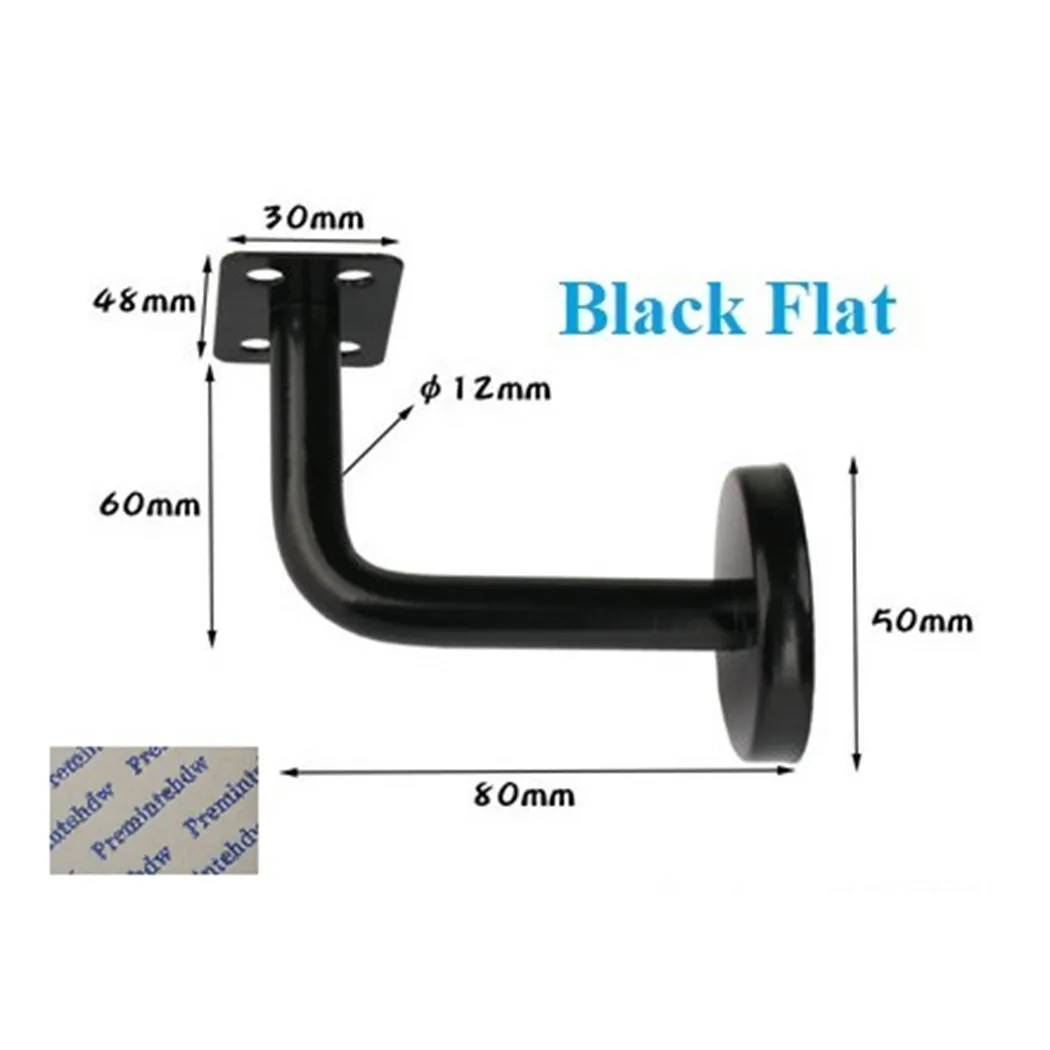 

5pcs 60*80MM Bent/Plain Black Painted Wall Mount Stair Stainless Steel Handrail Brackets 100% Brand New And High Quality