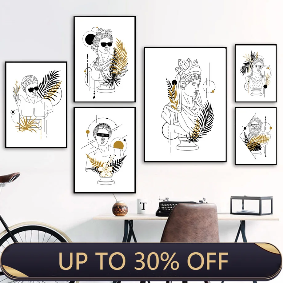 Римский греческий богов со штриховыми рисунками в форме цветка листа