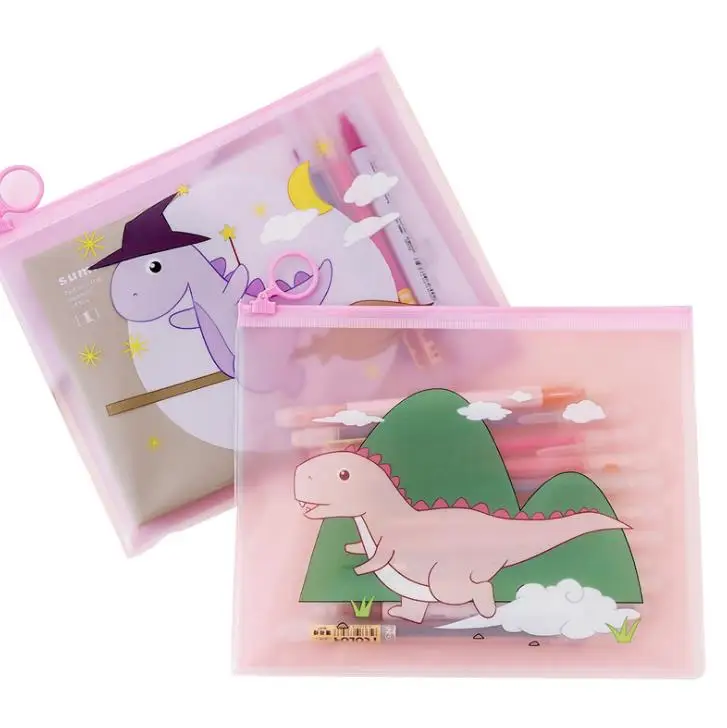 

1 Pcs A5 Animal Magic Dinosaur Transparent Zipper PVC Document Bags File Folder Receipt Bag Stationery Gifts