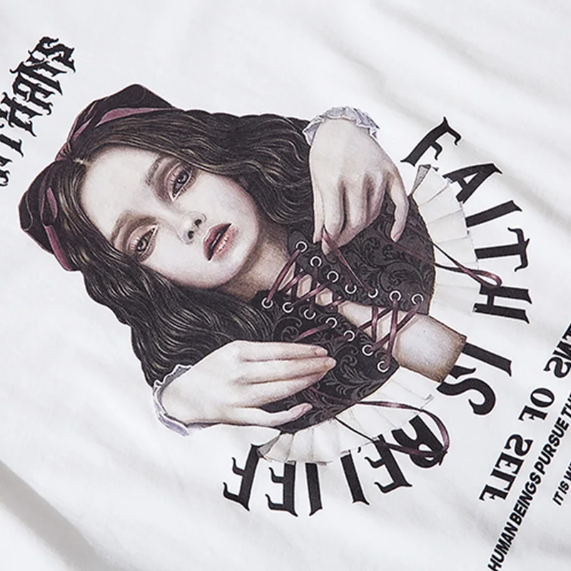 

JING ZHE Gothic Horror Pattern Print T-Shirts Men's High Street Hip Hop Tshirt Fashion Spring Summer Diablo Tops Tees Streetwear