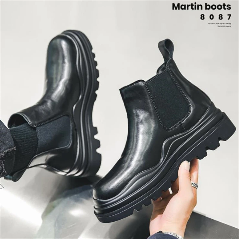 Мужские ботильоны в стиле ретро повседневные ботинки челси из натуральной кожи