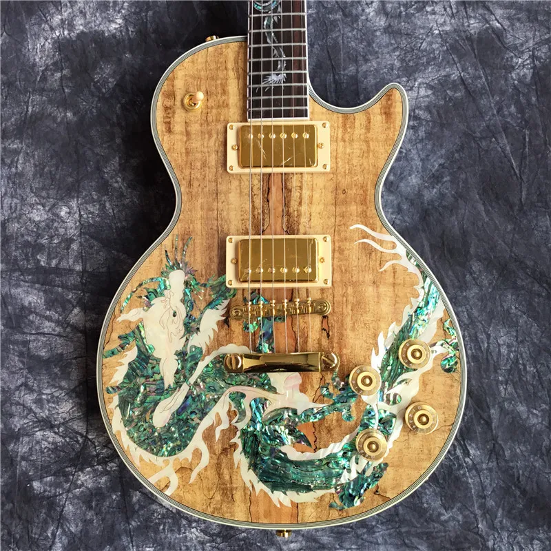

New high-quality customized electric guitar, abalone color shell inlaid fingerboard and main body electric guitar, gold hardware