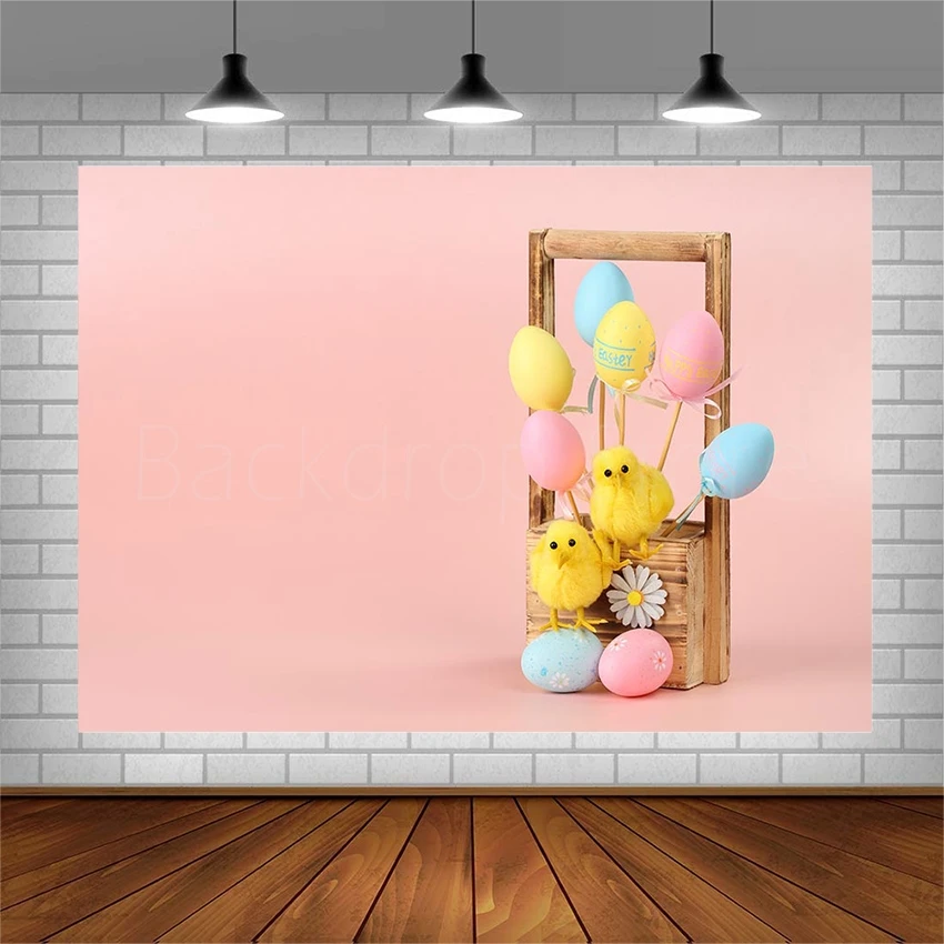 

Avezano Pink Photographic Backdrop Spring Easter Eggs Chick Photocall Decoration Photography Backgrounds For Photo Shoots Vinyl