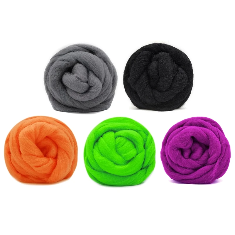 50 г (10 г х 5 цветов) шерсть для иглопробивания набора 19 микрон супертонкой мериносовой овцы мягкая нежная, приятная к коже.