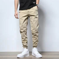 korean style fashion men jeans khaki simple designer casual cargo pants men overalls streetwear hip hop joggers harem trousers