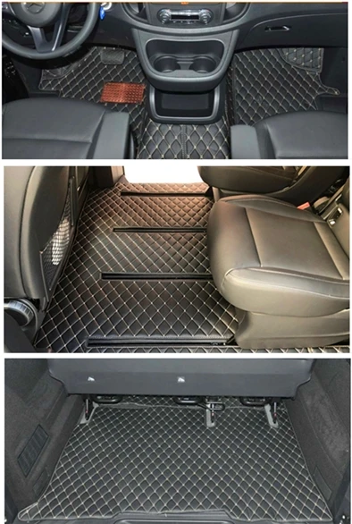 

Custom full set car floor mats + trunk mat for Mercedes Benz Viano 7 8 seats W639 2020-2004 waterproof carpets for Viano 2009