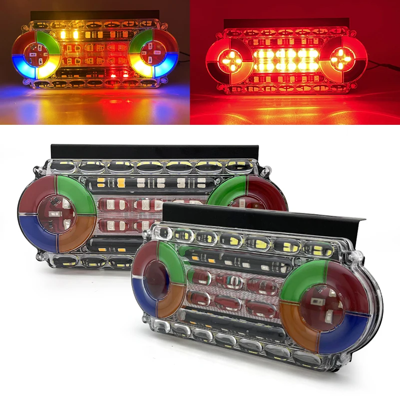 

2Pcs Truck Trailer Side Marker Indicators light Car Signal Brake Rear Warning Tail Light LED 24V Warning Lamp Colorful flashing