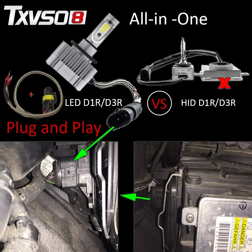 

Effort&BJ D1S Car LED Headlight 110W 2 Sides D3S 6000K 26000LM Super Bright Auto Bulb
