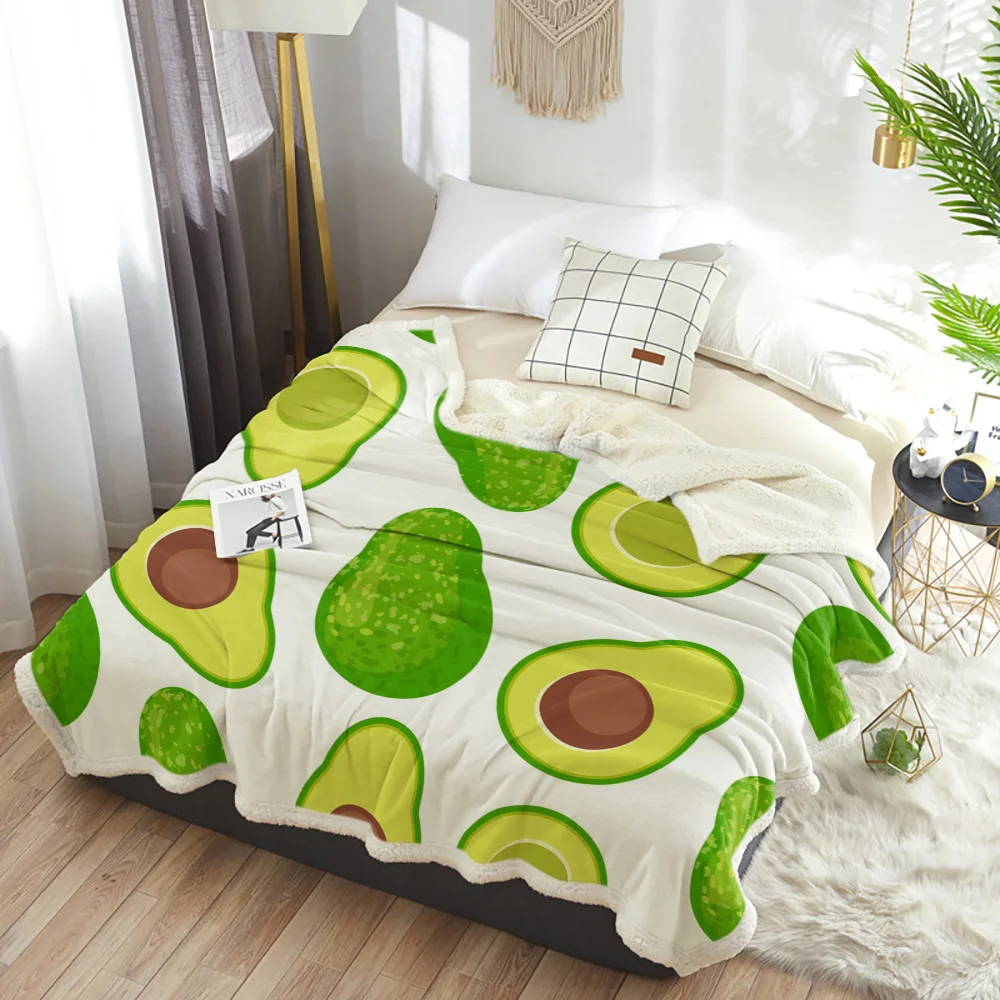 Зеленое желтое Флисовое одеяло с рисунком авокадо для детей мягкое плюшевое | Дом