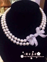 2 strands 8 9mm south sea round white pearl necklace 1718