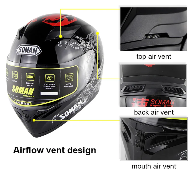 Soman полный шлем мотоциклетный ECE руля флип поддержка шлем мото байк Cascos Para Motos Capacete Racing Healmet Abs