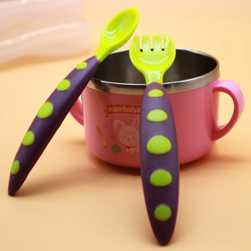 2019 детская двухцветная вилка ложка безопасная и санитарная Защита окружающей