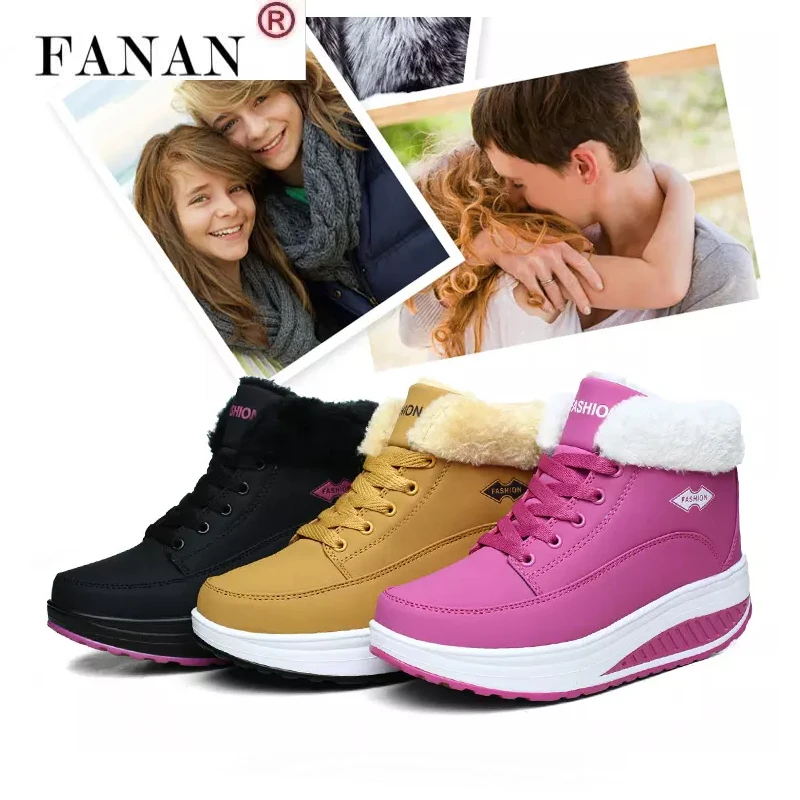 

Womens Fashion Winter Warm Ankle Boots Faux Fur Lace-up Walking Jogging Fitness Shake Shoes