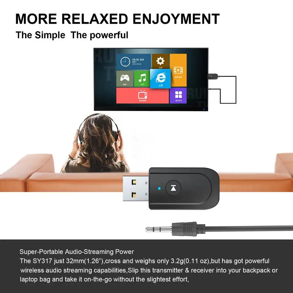 Bluetooth 5 0 аудио приемник передатчик 3 в 1 Мини мм разъем AUX USB стерео музыка