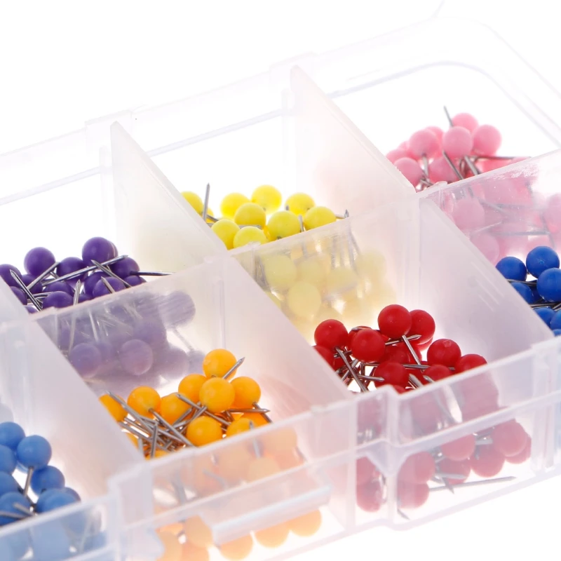 

10 Colors Push Pins Round Plastic Head With Steel Point Assorted Colourful Pins 53CC