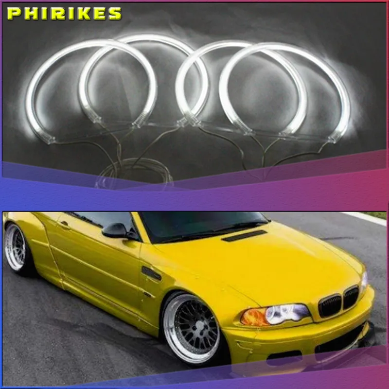 

3 years warranty Hight quality 4x131mm CCFL Angel Eyes Kit Warm White Halo Ring For BMW 3 5 7 Series E36 E38 E39 E46 Demon Eye