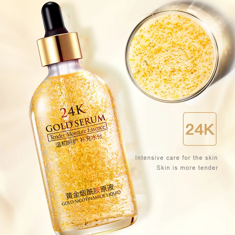 24K золотой напряженный увлажняющий экстракт чистая сыворотка с гиалуроновой кислотой эссенция против морщин жидкий увлажняющий, антивозрастной уход за кожей